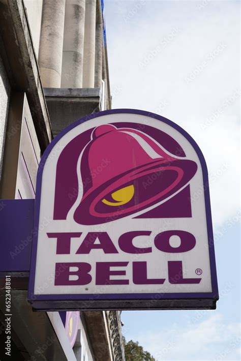 Southampton England 25 September 2023 - Taco Bell logo sign outside ...