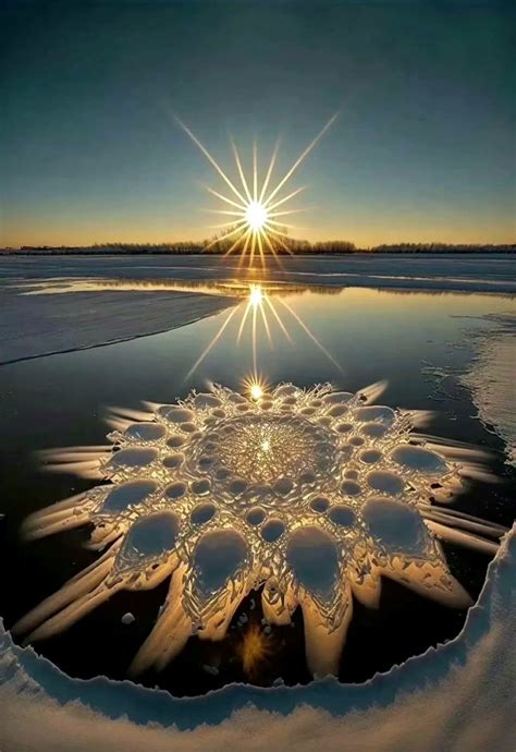 Ice flower on Songhua River in northeast China : r/SacredGeometry