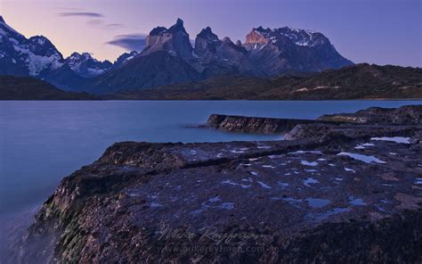 Rio Paine rapids and Cuernos del Paine. Torres del Paine National Park ...