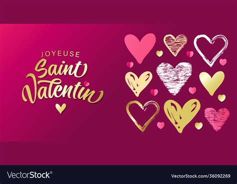 Joyeuse saint valentin french golden lettering Vector Image