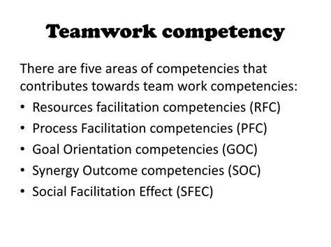 Teamwork Competency Examples