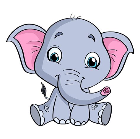 Cute Elephant Cartoon Drawing