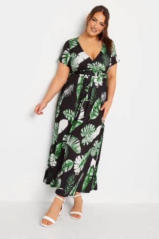 YOURS Curve Black Floral Print Wrap Front Midaxi Dress | Yours Clothing