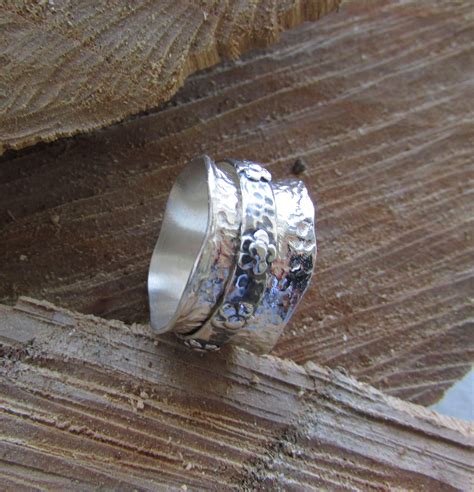 Silver Spinner Ring Spinning Ring Silver Flower Wedding | Etsy