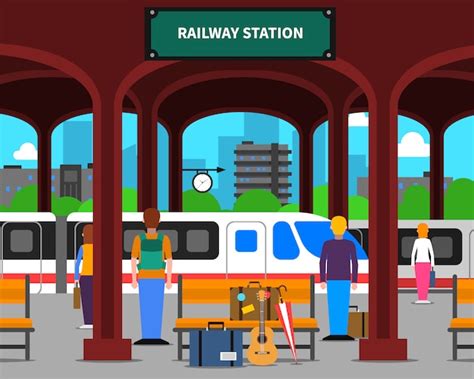 Free Vector | Railway station illustration