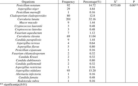 -Fungal species isolated from the samples collected in the Libraries ...