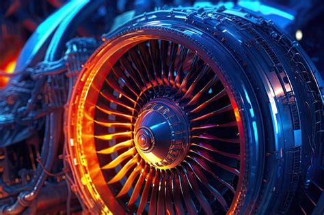 Premium Photo | Blue and orange engine shows advanced technology