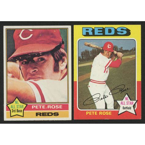 Lot of (2) Pete Rose Baseball Cards with 1976 Topps #240 & 1975 Topps ...