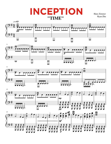 Hans Zimmer - "Time" (Inception) Sheet music for Piano (Solo ...