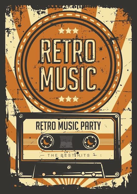 Premium Vector | Retro music compact cassette vintage signage poster