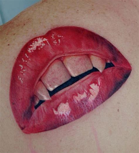 Vampire lips realistic color tattoo by Jose Gonzalez: TattooNOW