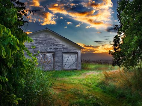 An Old Barn At Sunset HD desktop wallpaper : Widescreen : High ...