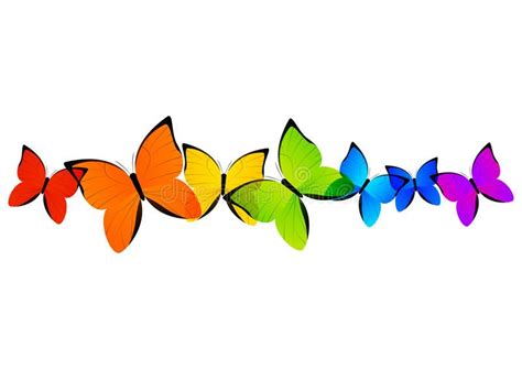 Rainbow butterflies border royalty free illustration | Rainbow ...