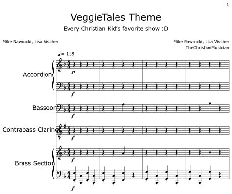 VeggieTales Theme - Sheet music for Accordion, Bassoon, Contrabass ...