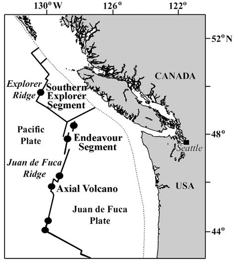 Locations of Axial Volcano, Endeavour Segment (Juan de Fuca Ridge) and ...