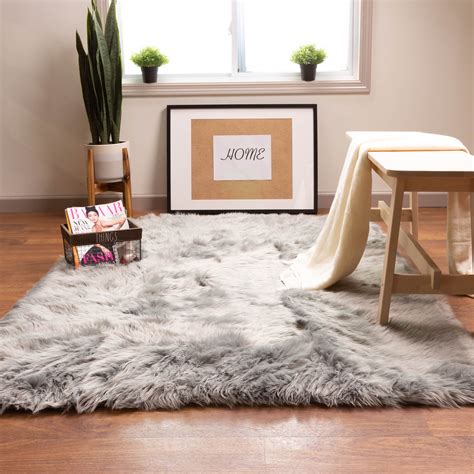 Ultra Soft Faux Sheepskin Fur Shag Rug Gray 2' x 3' - Walmart.com