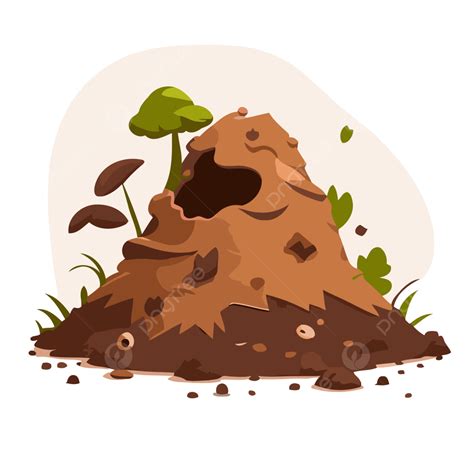 Dirt Pile Vector, Sticker Clipart Cartoon Of A Mushroom Full Of Dirt ...