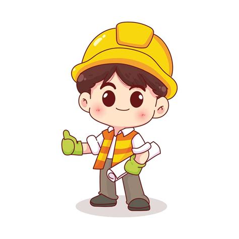 Engineer worker or construction worker foreman character hand drawn ...