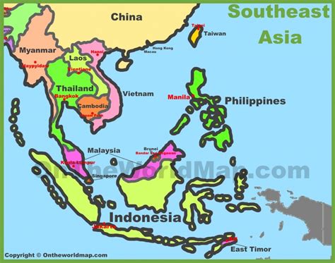 South East Asia Map With Countries | Map of Atlantic Ocean Area