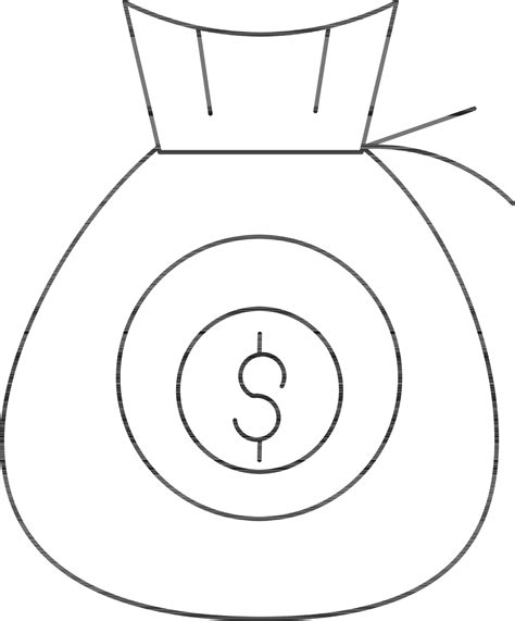 Illustration Of Money Bag Icon in Black Line Art. 24335235 Vector Art ...