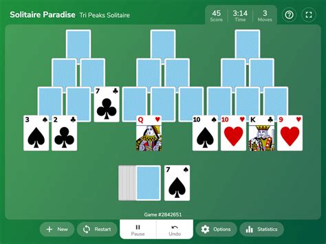 Tri Peaks Solitaire - Play Online on SolitaireParadise.com