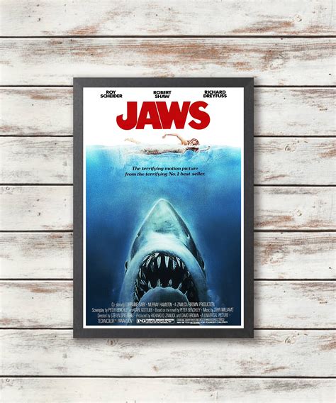 Jaws 1975 Movie Poster by Steven Spielberg Digital | Etsy