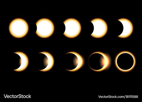 Solar eclipse different phases Royalty Free Vector Image