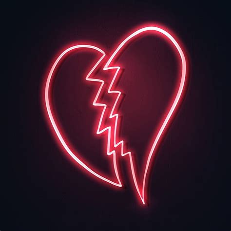 Neon red broken heart sticker overlay design resource. premium by ...