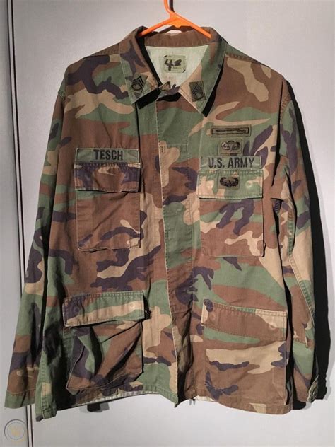 RARE! US ARMY RANGER BDU Woodland Camo Uniform Jacket M Staff Sergeant ...