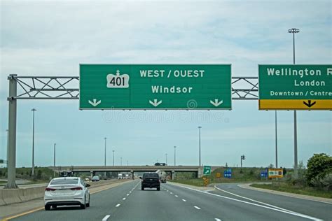 Highway 401 Overhead Road Sign at London, Ontario Stock Photo - Image ...