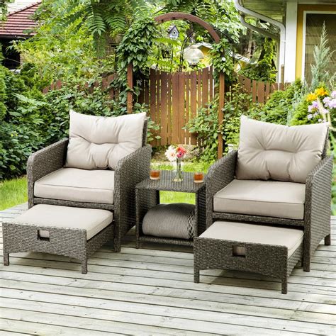 PamaPic 5-Pieces Wicker Patio Furniture Set Outdoor Patio Chairs with ...