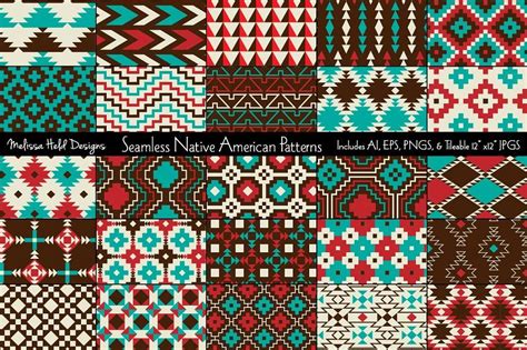 Seamless Native American Patterns (148588) | Patterns | Design Bundles