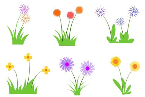 cute grass with flower, cartoon grass and flower 9238009 Vector Art at ...