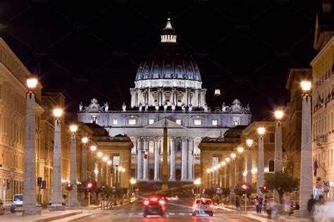 Vatican City at night. | Architecture Stock Photos ~ Creative Market