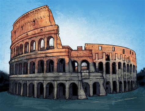 How To Draw The Colosseum, Step by Step, Drawing Guide, by KingTutorial ...