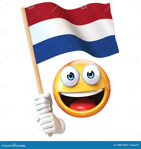 Emoji Holding Netherlands Flag, Emoticon Waving National Flag of ...