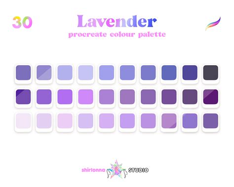 Buy 30 Lavender Color Palette Procreate Swatches Online in India - Etsy