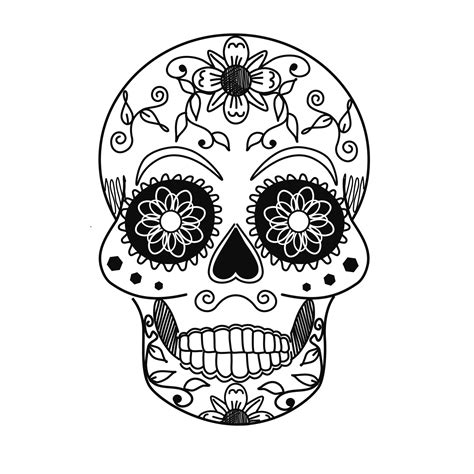 vector vintage sugar skull,hand-drawing black and white . Coloring page ...