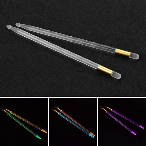 A Pair of LED Light Up Drum Sticks Luminous Bright Drumsticks Color ...