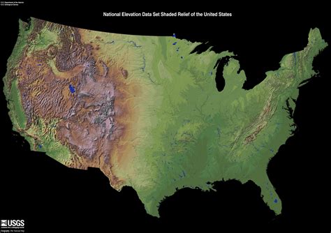 National elevation data set shaded relief of the U.S. from USGS - Vivid ...