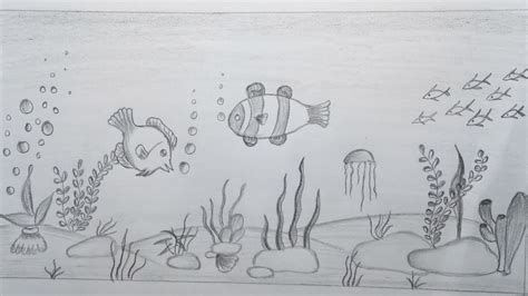 Underwater Surface Pencil Drawing