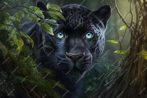 Premium AI Image | Panther hunting in the forest its eyes fixed on prey