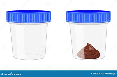 Stool Sample, Empty And Full Plastic Cups. Poop Analysis. Laboratory ...