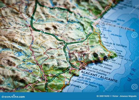 Spanish Map Of Costa Blanca Alicante, Spain Stock Photo - Image: 30819690