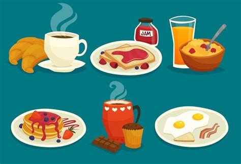 Set Of Breakfast Cartoon Icons 468554 Vector Art at Vecteezy