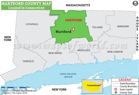 Hartford County Map, Connecticut