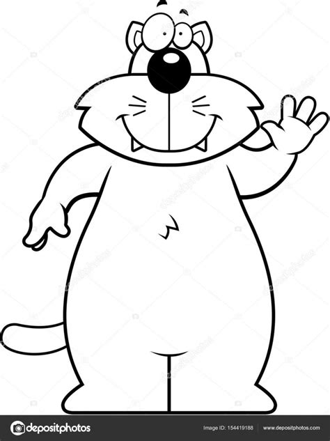 Cartoon Cat Waving Stock Vector by ©cthoman 154419188