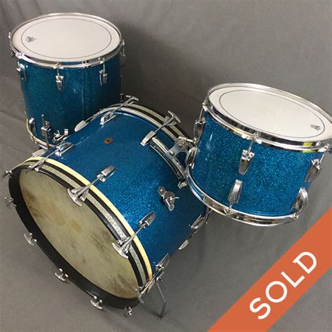 1950s WFL Aqua Sparkle Drum Kit 22,13,16 – Orange Tag Vintage Drums