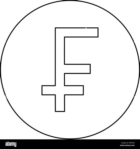 Franc symbol icon black color in round circle outline vector I Stock ...