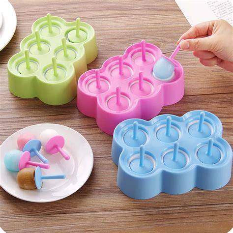 New Arrival 1PC Summer 6 Jelly shaped Ice Cream Mold Silicone Sticks ...